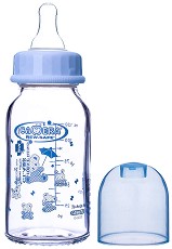 Стъклено стандартно бебешко шише Camera - 120 ml, за 0+ месеца - шише