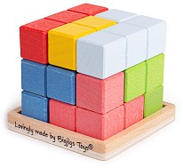 Lock-A-Cube - Дървен логически пъзел — Bigjigs Toys 33020-1