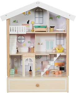 Дървена къща за кукли - Happy Villa - В комплект с аксесоари — Classic World CW50552