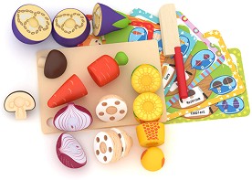 Дървени зеленчуци, дъска и нож - С дъска и ножче за игра — Smart Baby ACT53
