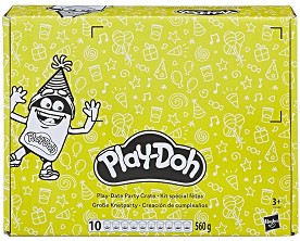 Парти комплект Play-Doh - 10 цвята моделин и аксесоари