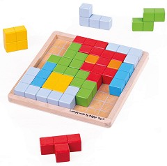 Block Puzzle - Дървен логически пъзел — Bigjigs Toys 33019_1