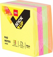 Самозалепващи листчета в неонови цветове Deli - 400 листчета с размери 7.6 x 7.6 cm от серията Stick Up - 