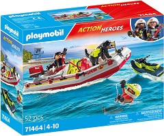 Playmobil Action Heroes - Пожарна лодка с воден скутер — 71464