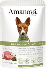 Пауч за кучета Amanova Adult — 100 г, с агнешко и свинско, за всички породи, в зряла възраст