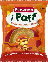 Снакс с леща и сладък картоф Plasmon Paff - 15 g, за 12+ месеца - продукт