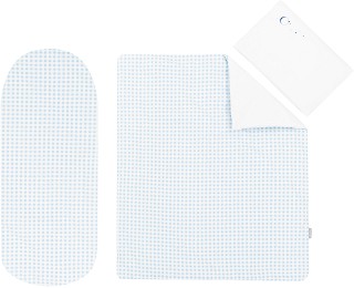 Зимен спален комплект за бебешка количка 6 части Kikka Boo Blue Checks - За матрак 40 x 80 cm - продукт