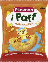 Снакс с царевица и просо Plasmon Paff - 15 g, за 8+ месеца - продукт