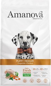 Натурална суха храна за кучета Amanova Puppy Medium — 12 кг, с пилешко, за средни породи, от 1 до 12 месеца