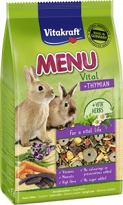 Храна за декоративни и мини зайчета Vitakraft Menu Vital + Thymian - 1 кг, с мащерка