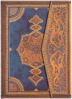 Тефтер Paperblanks Safavid Indigo - 13 × 18 см, с широки редове от колекцията Safavid Binding Art