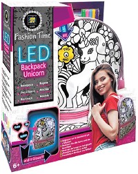 Раница за оцветяване с LED светлини - Еднорог - С текстилни маркери за оцветяване — Комсед 6149M