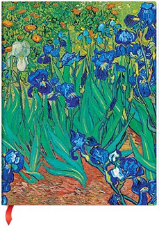 Тефтер Paperblanks Van Goghs Irises - 18 × 23 см, с широки редове от колекцията Van Goghs Irises