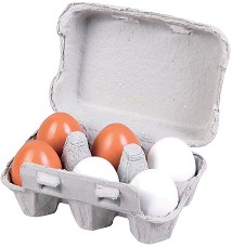 Дървени яйца Lelin Toys - 6 броя — L40028