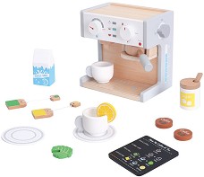 Дървена кафе машина Lelin Toys - С аксесоари — L40216