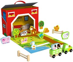 Ферма с дървени фигури в куфар Tooky Toy — TY201
