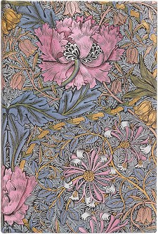 Джобен тефтер Paperblanks Pink Honeysuckle - 9,5 × 14 см, с редове от колекцията William Morris
