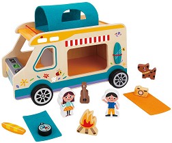 Дървен кемпер Tooky Toy - С фигури и аксесоари — TH427