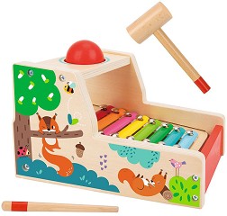 Дървен ксилофон с топче Tooky Toy - Игра 2 в 1 — TH406