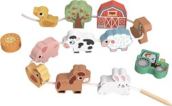 Дървена играчка за нанизване Ферма - Tooky Toy — TP512