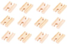 Дървени мини ЖП релси Bigjigs Toys - Комплект от 12 броя от серията Rail — BJT104-3