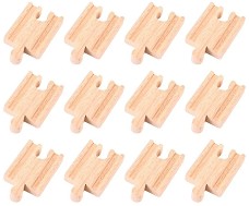 Дървени мини ЖП релси Bigjigs Toys - Комплект от 12 броя от серията Rail — BJT104-1