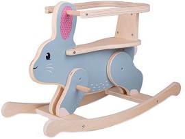 Дървена люлка за яздене Bigjigs Toys - Зайче — 33041