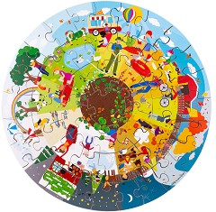 Сезони - Дървен кръгъл пъзел от 50 части — Bigjigs Toys 33003