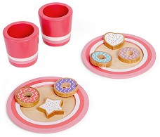Дървен комплект за игра Bigjigs Toys - Мляко и бисквити — BJ430