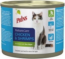 Натурална консерва за котки Prins - 200 г, с пилешко и скариди, от серията NatureCare