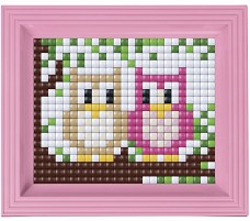 Мозайка с рамка и пиксели Двойка бухалчета - Pixelhobby - Творчески комплект — 12004
