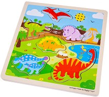 Динозаври - Детски образователен пъзел със звуци — Bigjigs Toys 34033