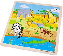 Сафари - Детски образователен пъзел със звуци — Bigjigs Toys 34034