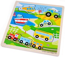 Транспортни средства - Детски образователен пъзел със звуци — Bigjigs Toys 34032