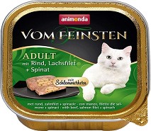 Пастет за котки 2 в 1 Animonda Vom Feinsten Adult - 100 г, с говеждо, сьомга и спанак, от 1 до 6 години