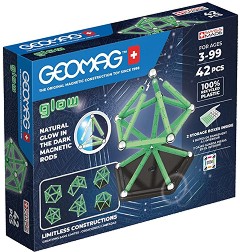 Магнитен конструктор - GeoMag - 42 части с фосфоресциращ ефект — 329