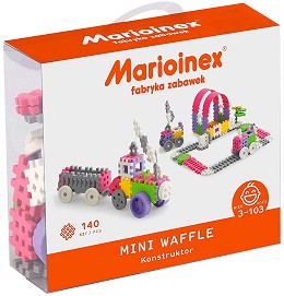 Детски конструктор от вафлени блокчета Mario Inex - Pink - 140 елемента — 902 837