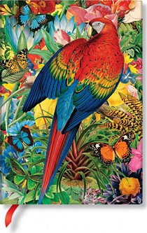 Тефтер Paperblanks Tropical Garden - 13 × 18 см, с широки редове от колекцията Nature Montages