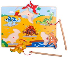 Динозаври - Детски пъзел от 6 части в поставка — Bigjigs Toys BJ920