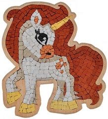 Каменна мозайка Бял еднорог - Neptune Mosaic - С размери 24.5 х 22 cm