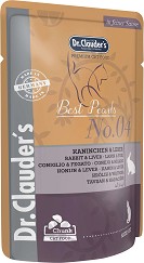 Пауч за котки Dr.Clauder's - 100 г, със заешко и дробчета в сос, от серията Best Pearls, в зряла възраст
