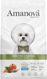 Натурална суха храна за кучета с чувствително храносмилане Amanova Adult Mini Digestive — 2 кг, със заешко, за дребни и малки породи, над 10 месеца
