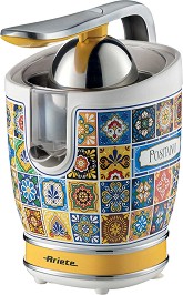 Цитрус преса Ariete Positano JUICER 0413/0P, 85W, Метално тяло, Безшумна работа, 2 приставки, Бял/Жълт