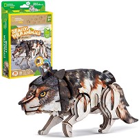Сив вълк - 3D пъзел от 58 части от колекцията National Geographic Kids — CubicFun