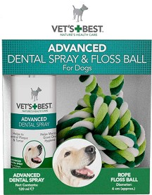 Дентален спрей за кучета Vet's Best - 120 мл, с въжена играчка ∅ 6 см