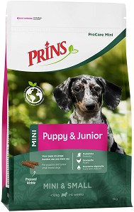 Натурална студено пресована суха храна за кучета Prins Puppy and Junior Perfect Start — 12 кг, с пилешко и пуешко, от серията ProCare Mini, от 4 седмици до 1 година