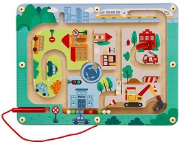 Дървена магнитна дъска Трафик - Lelin Toys — L20238