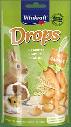 Лакомства за мини зайчета и гризачи Vitakraft Drops - 75 г, с моркови