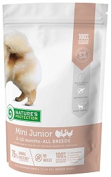 Суха храна за кучета NATURE'S PROTECTION Mini Junior — 0,5 кг, с птиче месо, за дребни и малки породи, от 2 до 12 месеца