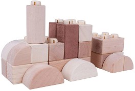 Детски дървен конструктор Bigjigs Toys - 100 елемента в кутия — BB404